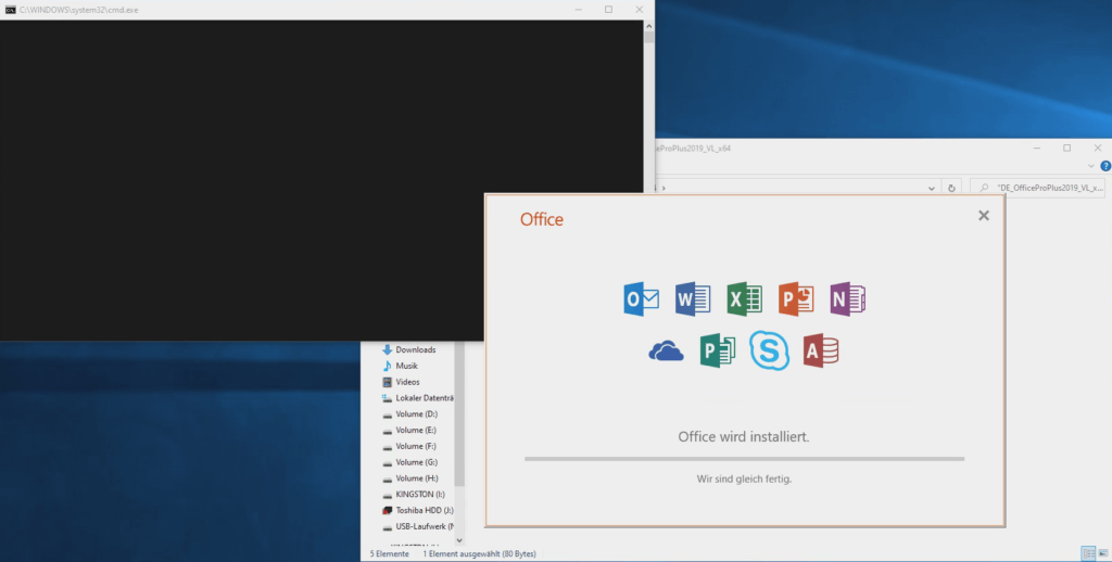 Der Installationsprozess hat nun begonnen